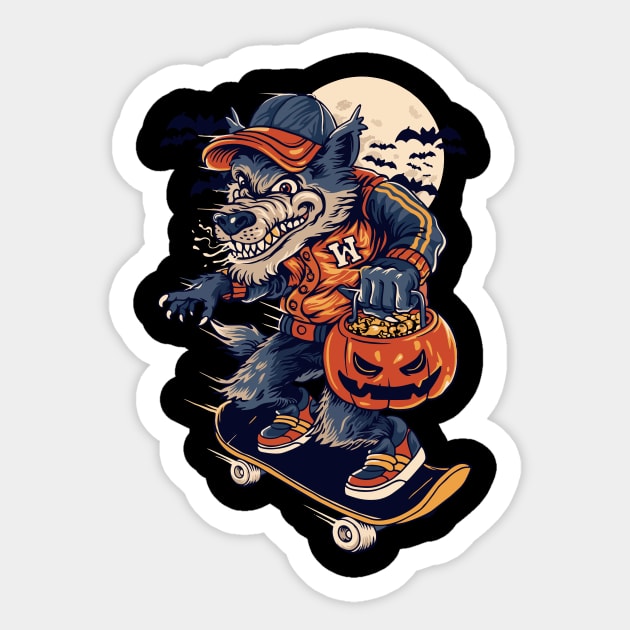 Halloween Wolf Sticker by Rosomyat